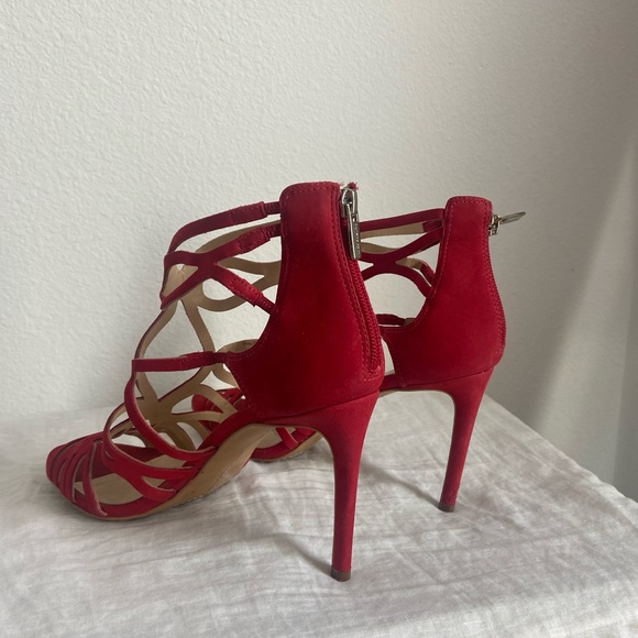 Vince Camuto red suede / leather stiletto heels - Picture 6 of 8